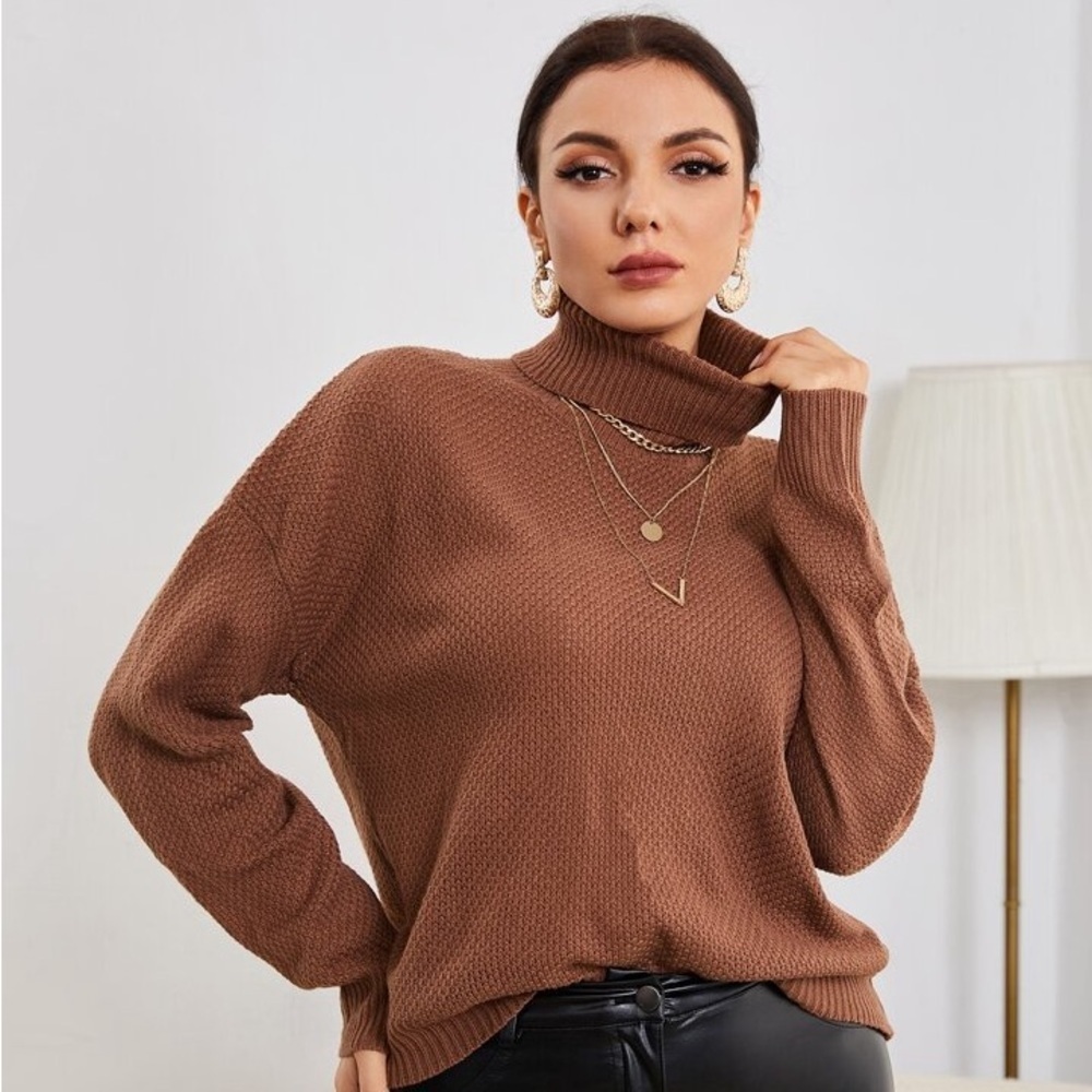 Elegant Brown Turtleneck Sweater - Picture 5 of 8
